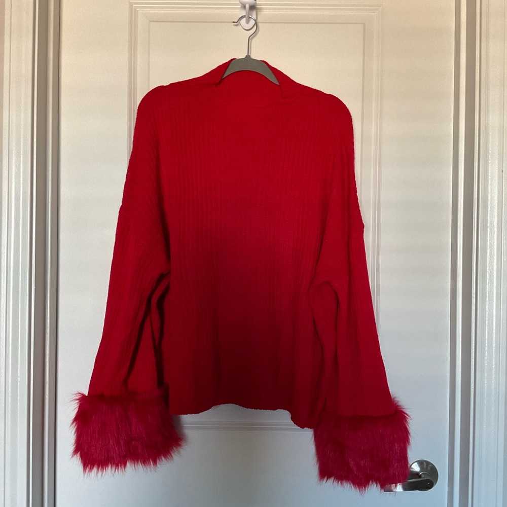 Plus Size Sweater w/ Fur Cuffs